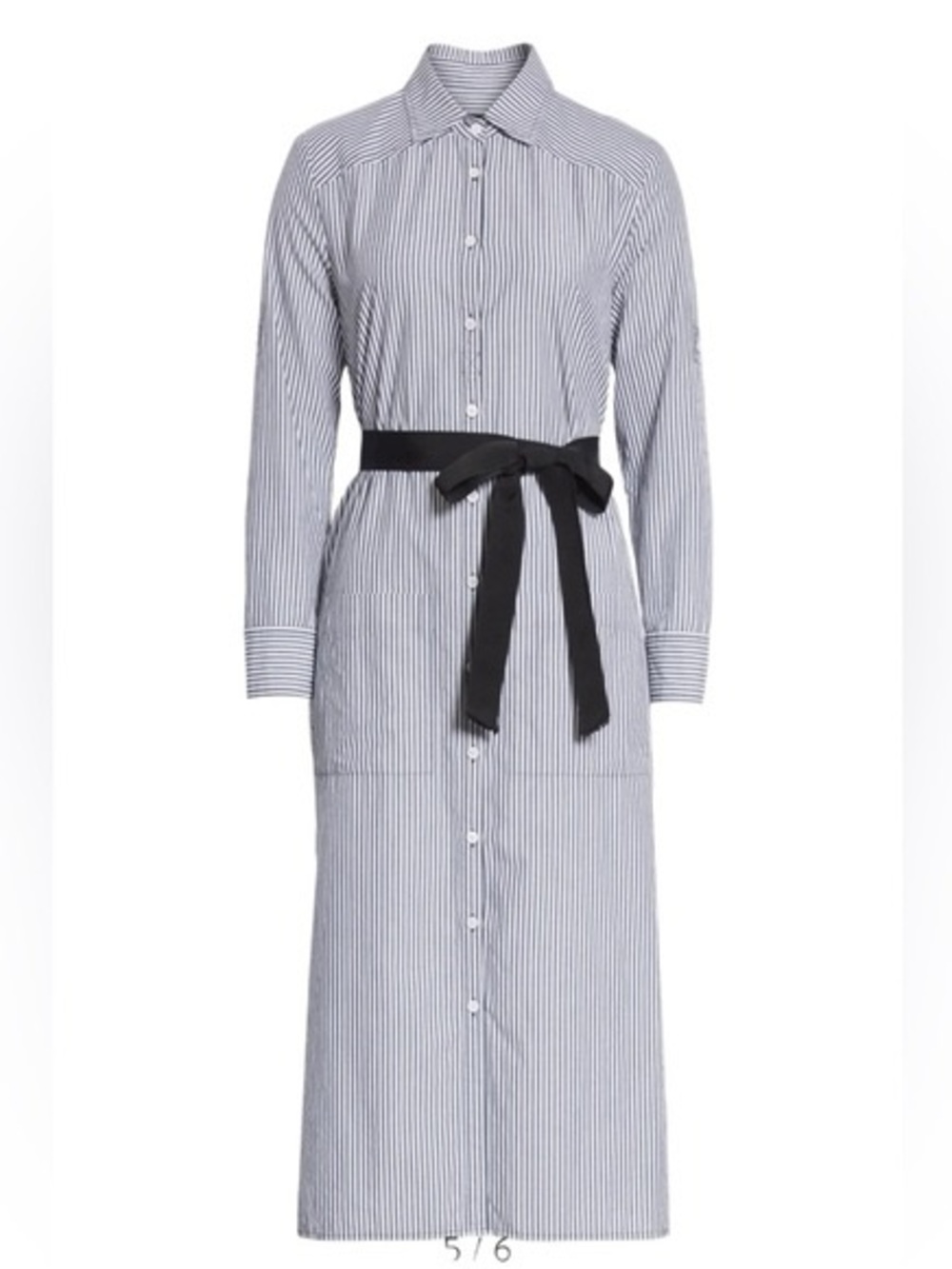 Veronica Beard Carter Navy Stripe Belted Midi Shirt Dress Office Career Work